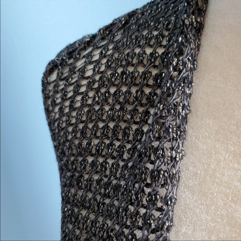 Eileen Fisher Brown Metallic Open Front Cardigan - Picture 4 of 8
